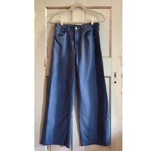 GAP Denim High Rise Wide Leg Jeans - Size 27R - Custom Dyed Dusty Blue - 100% Co